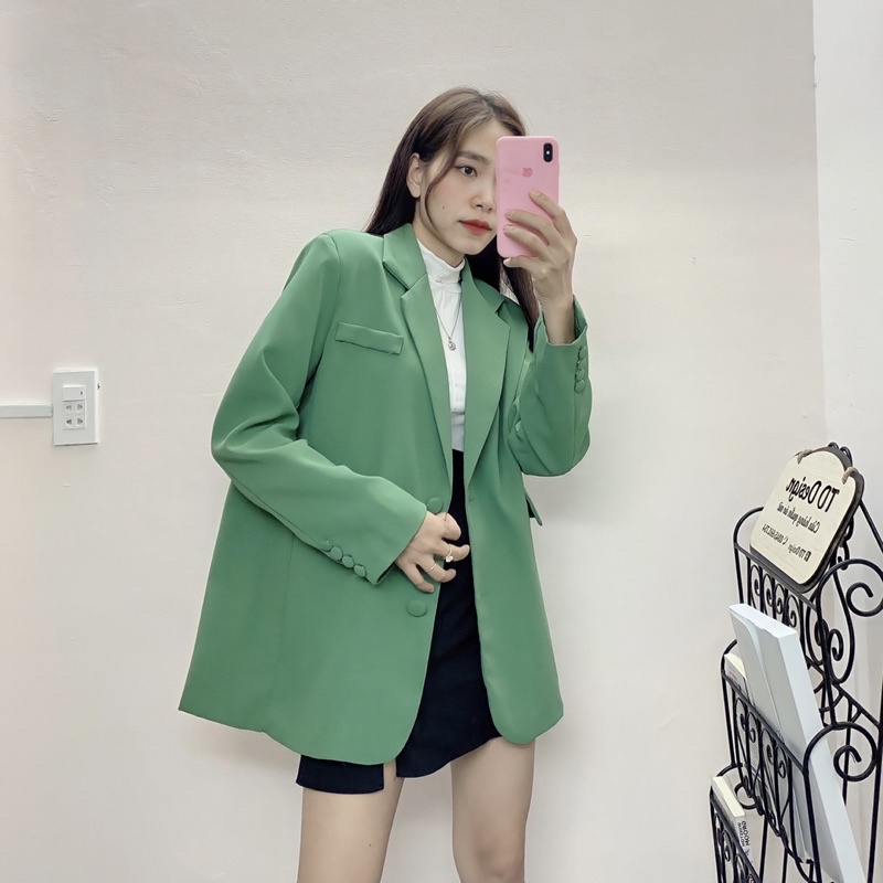 Áo khoác blazer dáng rộng 2 nút vải - phiên bản cao cấp