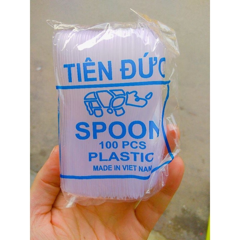 Bịch 10 gói thìa nhựa trong thìa ngắn dùng một lần ăn xôi