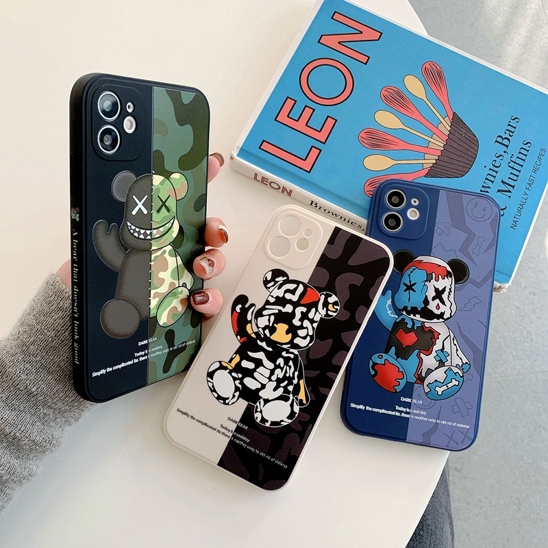 Ốp Điện Thoại Họa Tiết Gấu Cho iphone 6 6s 7 8 plus x xs xr xsmax 11 11pro 11promax 12 12pro 12promax 13 13pro 13promax 12mini 13mini silicone phone case