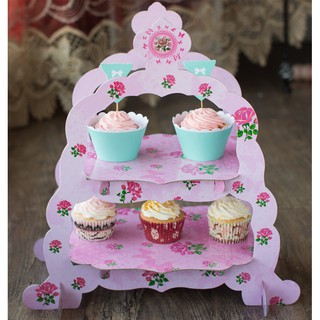 Cake stand giấy in hoa (3 màu)