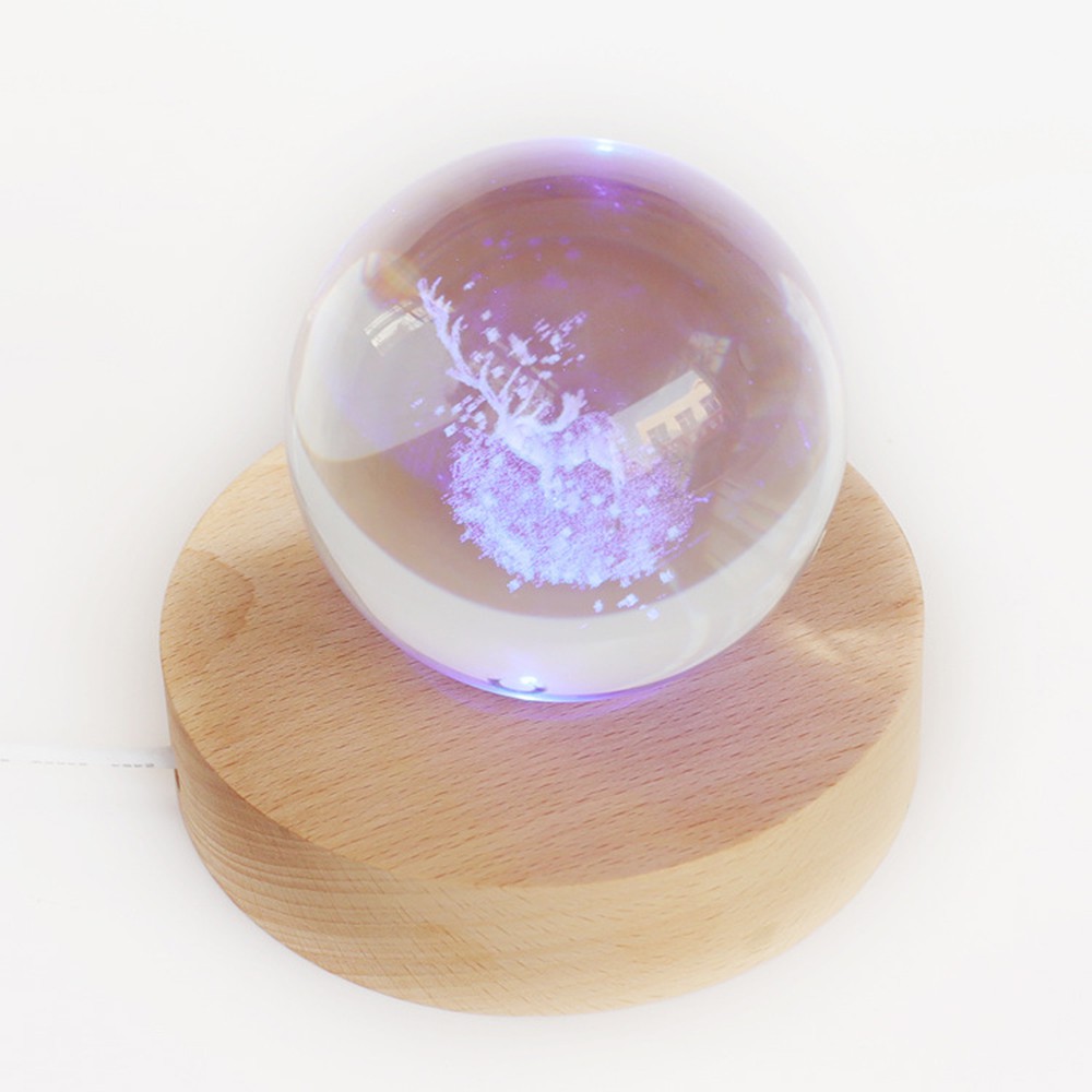 ❤LANSEL❤ Romantic Wooden Lighted Base Stand Night Light LED Lights Display Base Gift for|Ball Home Decor Round Color Changing