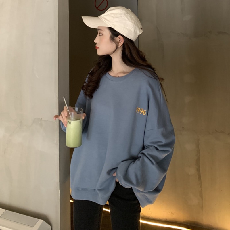Áo Sweater Trơn Form Rộng Phong Cách Hàn Quốc Xinh Xắn Cho Nữ