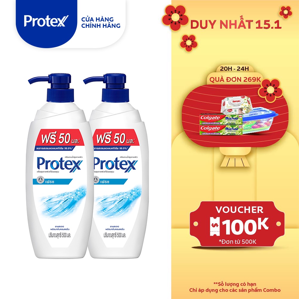 Bộ 2 sữa tắm diệt 99.9% vi khuẩn Protex Fresh sạch sảng khoái 500ml/chai