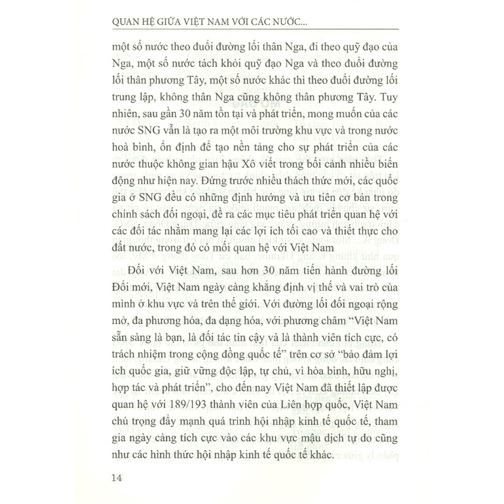 Sách - Quan Hệ Giữa Việt Nam Với Các Nước Thuộc Cộng Đồng Các Quốc Gia Độc Lập Trong Những Năm Gần Đây