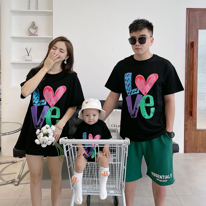 Áo gia đình Familylove - Áo Váy Đầm Gia đình LOVE Sắc màu chất liệu cotton 100% mềm mịn siêu mát