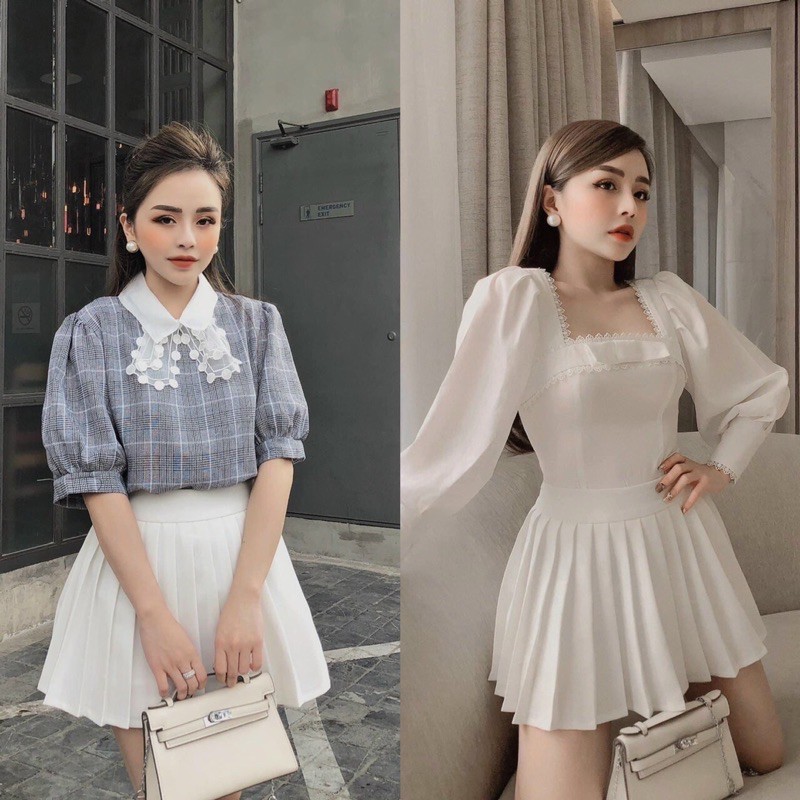 CHÂN VÁY DẬP LY NGẮN CÓ QUẦN BÊN TRONG