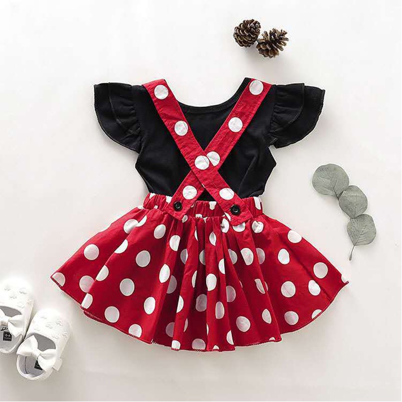 Cô Gái Thời Trang Trẻ Em Váy minnie Nơ Bé Akou