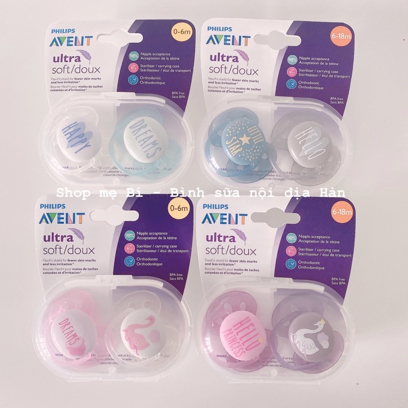 Ti giả siêu mềm Avent Ultra Air / Animal va Avent Ultra Soft / Doux cho bé 0-6m và 6-18m