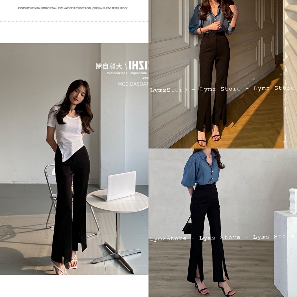 Quần Legging ống loe xẻ gấu Hàn Quốc, Quần Legging xẻ gấu chất Umi Hàn - Sweetday