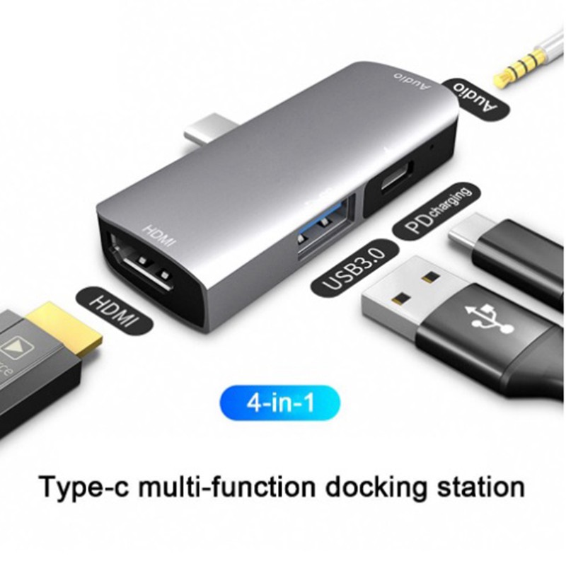 4 in 1 USB-C HUB to Hdmi+AUDIO+USB+PD Type C Charging Adapter tusongh44