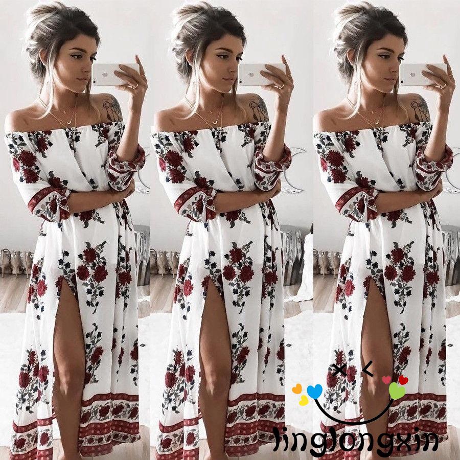 Chân váy maxi dài họa tiết hoa phong cách Boho