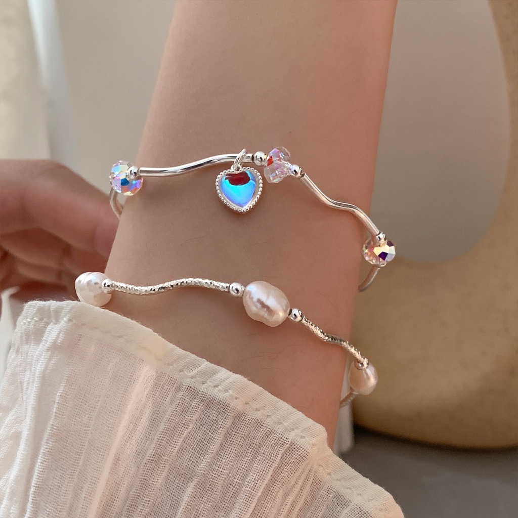Vòng Tay Mặt Đá Mặt Trăng Và Trái Tim Hợp Thời Trang Cho Nữ
