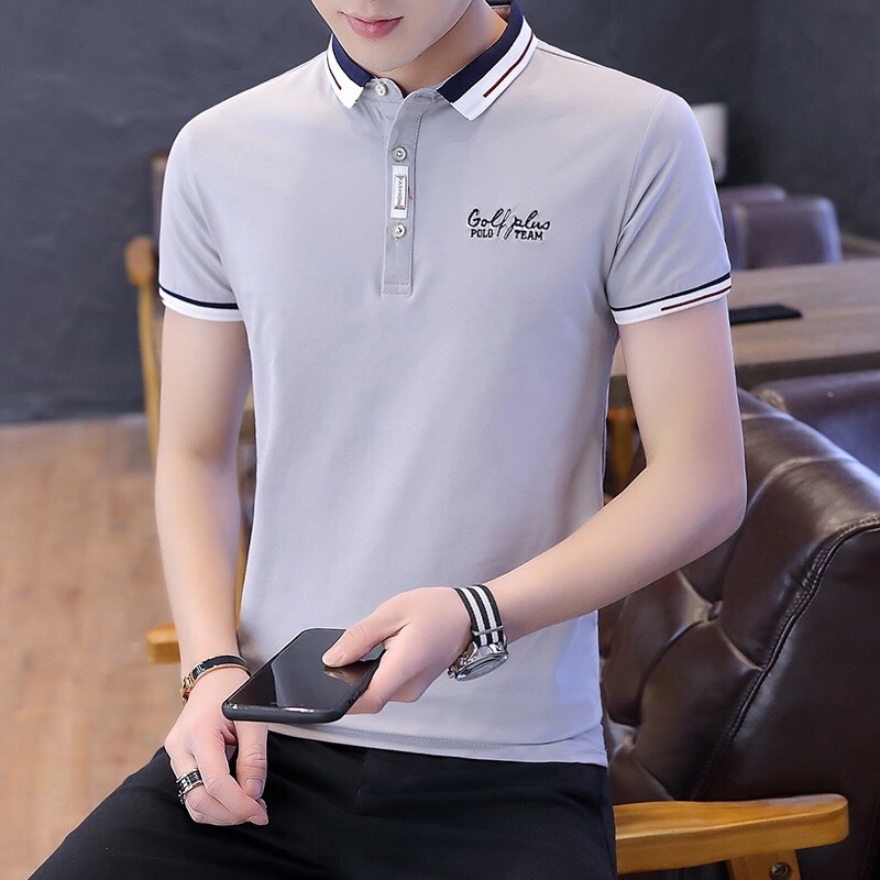 Áo Polo Nam Vải Thun Cotton Thêu Chữ Kí Có Cổ Tay Ngắn NN-0033-tuideocheonguc.com