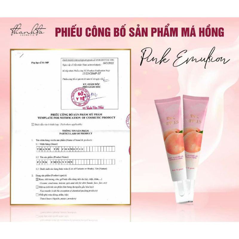 Kem dưỡng má hồng, hồng môi, hồng nhũ hoa Thanh Tô Pink Emulsion 10gr