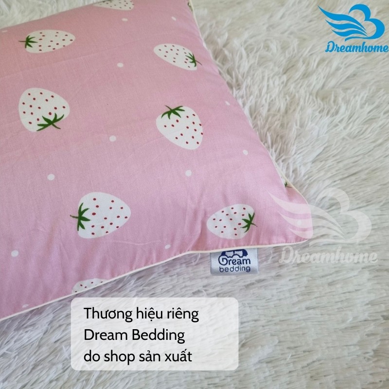 Gối trẻ em cotton 100% Size 30x50 cm, gối cho bé có khóa kéo ruột bông gòn trắng Dreamhomebedding