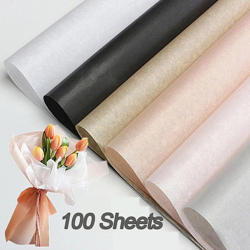 Set 100 Giấy Gói Quà/Giày/Quần Áo/Túi Giấy Họa Tiết Hoa Chất Lượng Cao