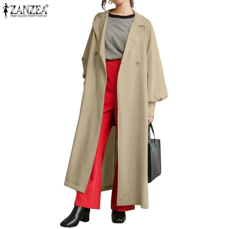 Áo khoác Cardigan ZANZEA dài tay cổ bẻ có hàng nút phía trước dáng rộng mặc thường ngày