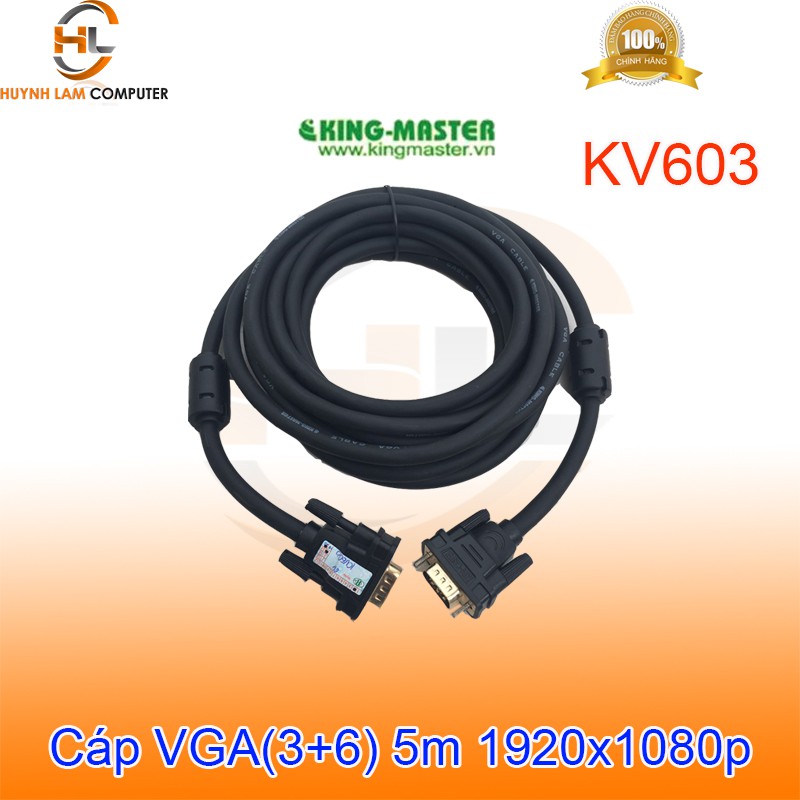 Cáp VGA 5m KingMaster KV603 (3+6) FullHD 1900*1080P - Hãng phân phối