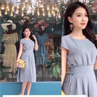 Váy đầm xoè thanh lịch sang trọng dây chỉnh eo