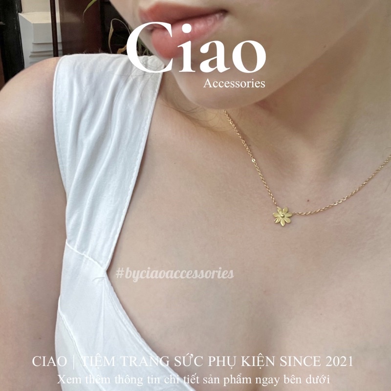 [HOẢ TỐC 1H] Dây chuyền/ Vòng cổ titan không gỉ thiết kế hình hoa cúc đơm giản Miss Daisy Ciao
