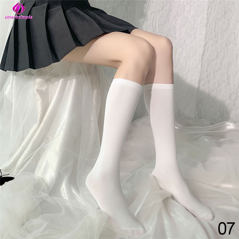 Vớ vải cotton cao qua gối họa tiết sọc trắng đen