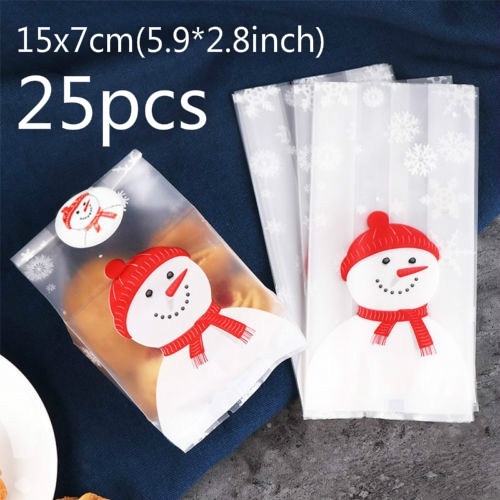 Set 25 túi đựng bánh kẹo trong suốt họa tiết Giáng Sinh dễ thương
