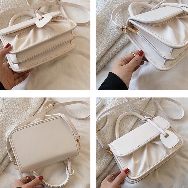 Túi xách nữ đeo chéo cao cấp da mềm trơn đáy nhúm phong cách hàn quốc Zuliashop8386