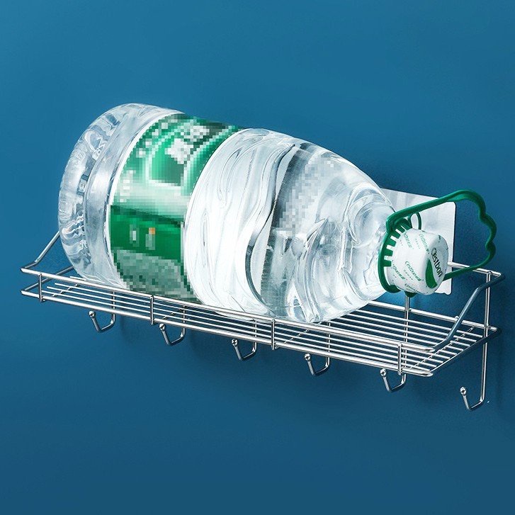 Kệ dán tường nhà tắm inox304 có thêm móc treo tiện lợi, giá để gia vị inox-KT40cm