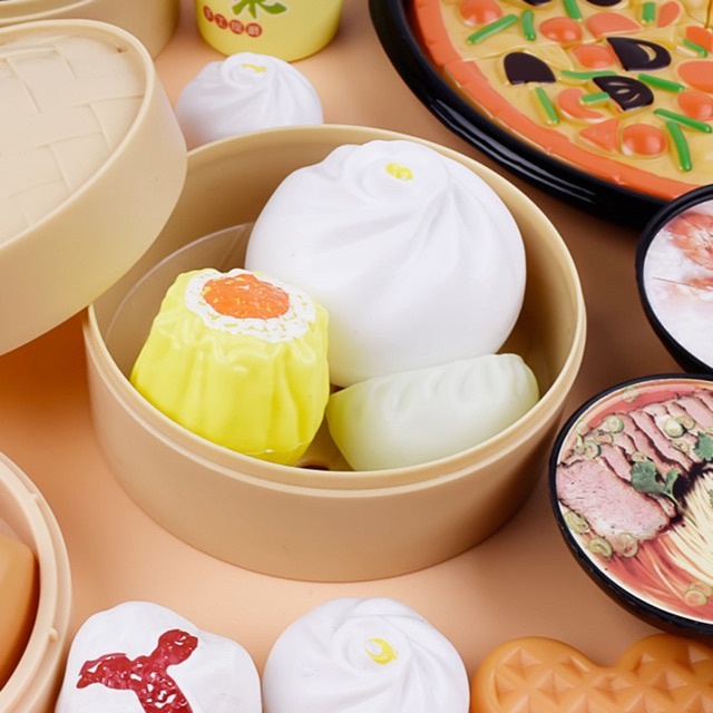 Bộ đồ chơi nấu ăn nhà bếp bánh bao 88 chi tiết (có bánh piza và hộp) - set trò chơi bánh bao giúp bé thoả sức sáng tạo