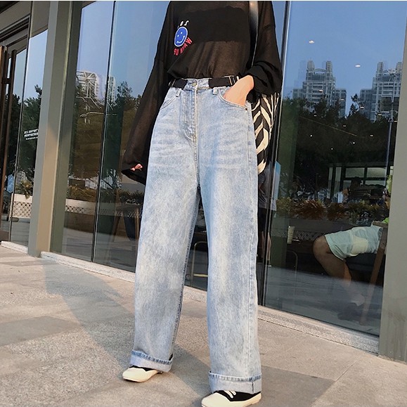 Quần jeans nữ ống rộng phong cách Hàn Quốc | BigBuy360 - bigbuy360.vn