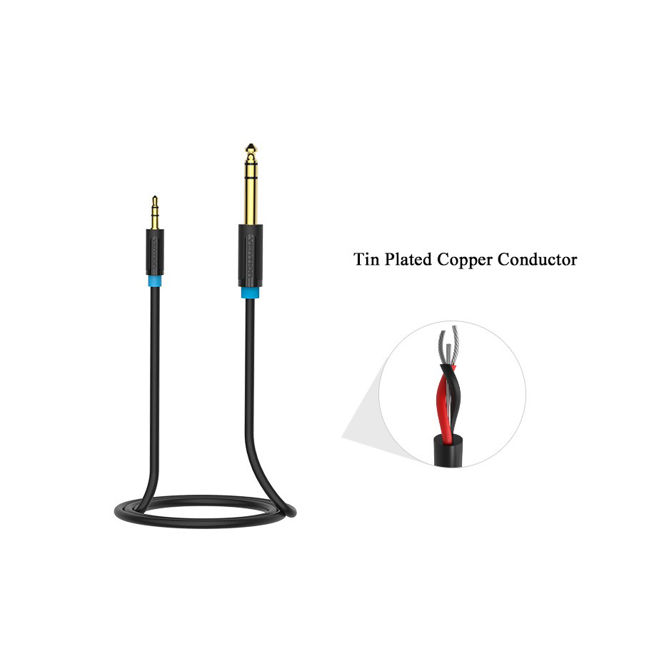 Vention 3.5mm to 6.35mm Adapter Aux Cable for Mixer Amplifier Gold Plated 3.5 Jack to 6.5 Jack 3m 5m 10m Aux Cabo Male to Male