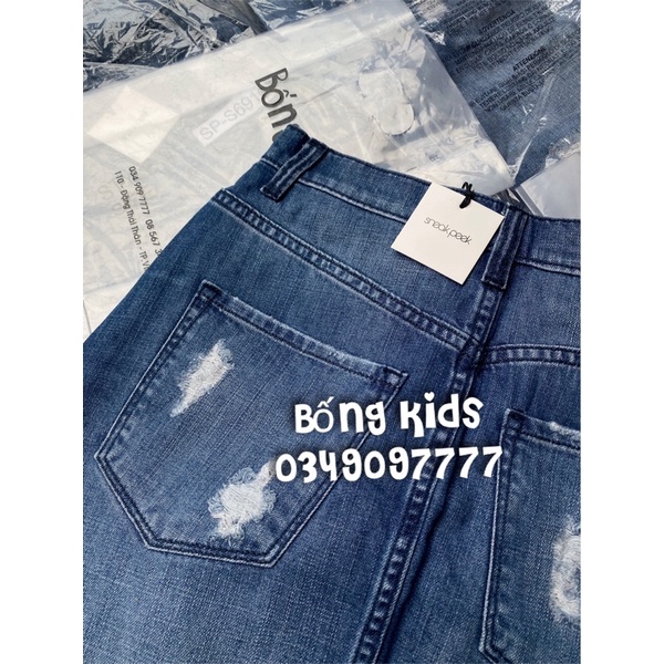 Chân Váy Denim Nữ Mix Rách Màu Rửa SP