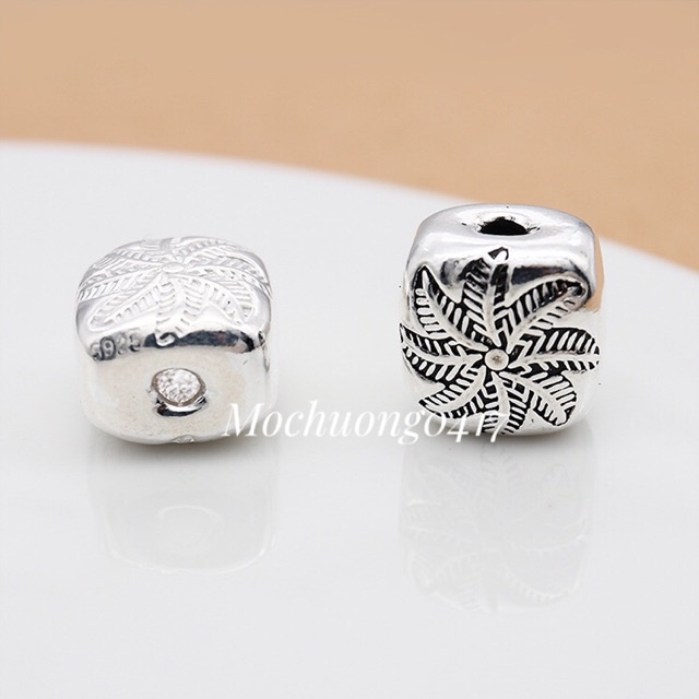 [FREE SHIP] Charm bạc cao cấp vuông in hoa - Hàng siêu đẹp bạc loại 1 PH338