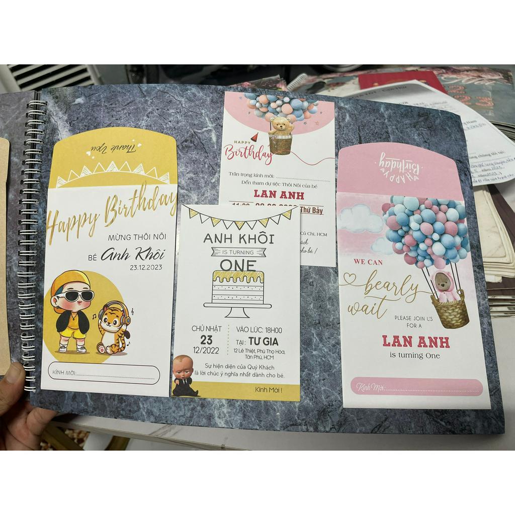 Thiệp đày tháng, thôi nôi, sinh nhật bé gái