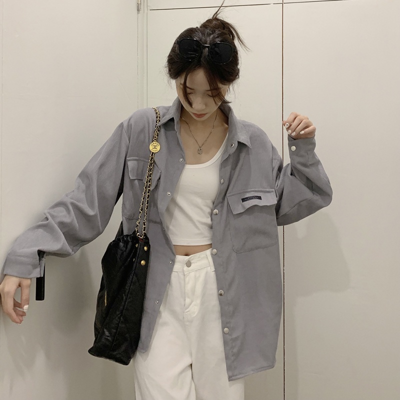 SUXI Áo Sơ Mi Tay Dài Màu Sắc Trơn Phong Cách Hàn Quốc Cổ Điển Thời Trang Mùa Thu Cho Nữ