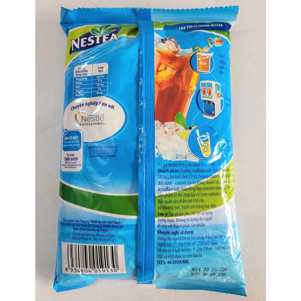 [GÓI LỚN 800g] TRÀ CHANH HÒA TAN [VN] NESTEA Lemon Ice Tea