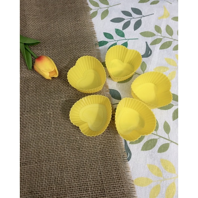 Cốc Silicon Làm Bánh Cupcake Hình Trái Tim Chống Dính