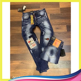 [Được xem hàng]💥Quần Jean nam rách vá khoá lệch màu xanh (nhiều mẫu)
