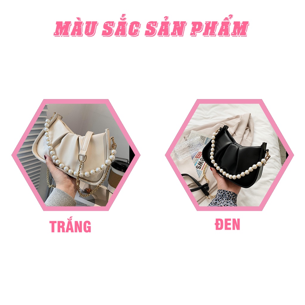 Túi kẹp nách xách nữ đeo chéo trắng caro dây xích quai xoắn thời trang Hàn Quốc TKN1912