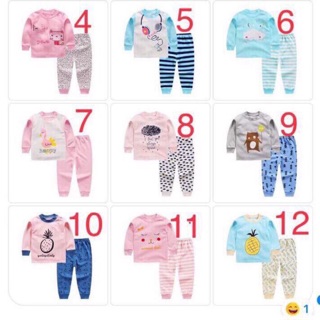 Bộ cotton QC dài tay xuất hàng cho bé