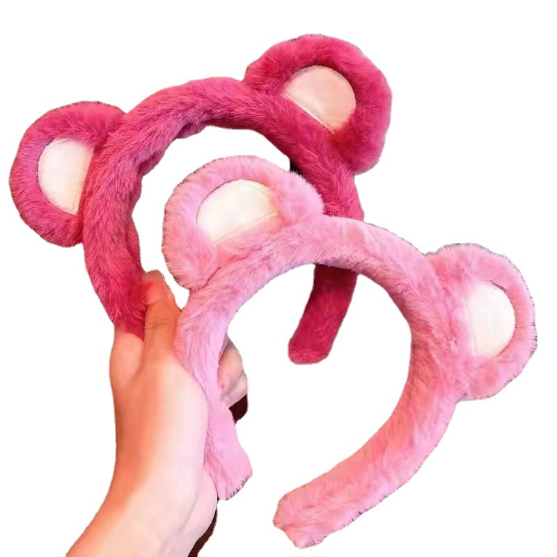 Băng Đô Cài Tóc Hình Gấu Bông Màu Hồng Dễ Thương Thời Trang Hàn Quốc Cho Nữ Rửa Mặt