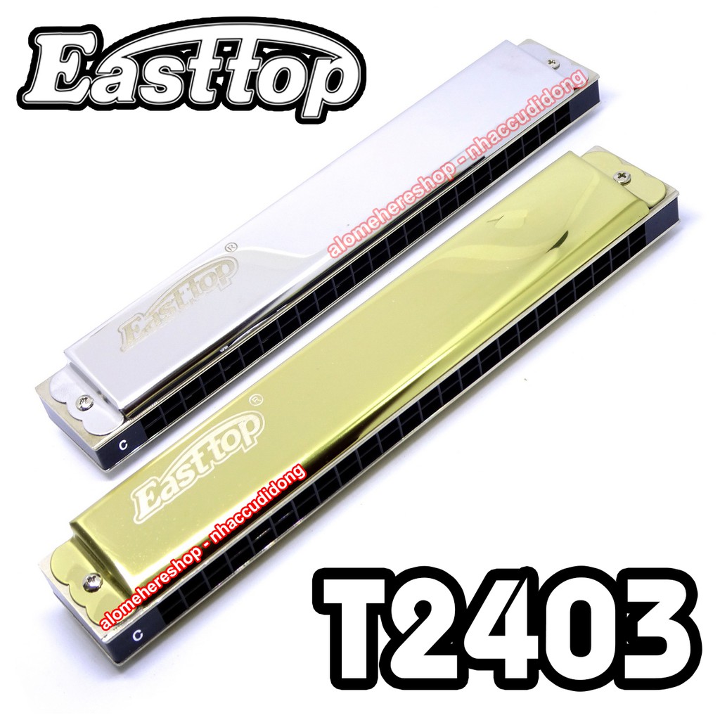 Kèn harmonica Tremolo 24 lỗ Easttop T2403 Key C Màu Bạc Phiên Bản Trước 2021