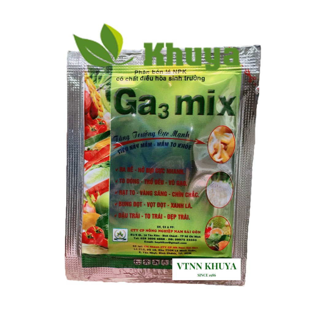 Phân bón lá dưỡng cây trồng Ga3 Mix 10gr Phục hồi tăng trưởng cây