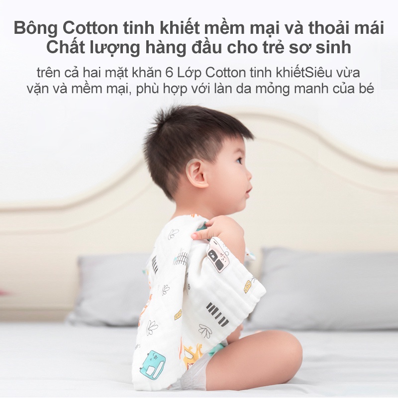 [ân ninh] khăn xô cotton tăm cho bé 6 lớp mềm mại thân thiện với da của bé