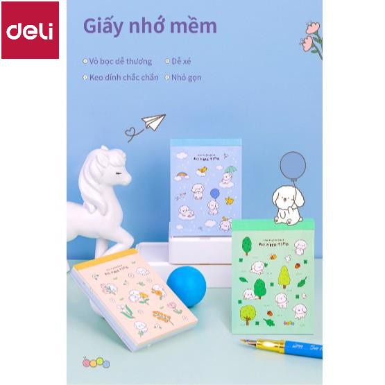 Giấy note ghi chú hoạt hình Deli - 100 tờ - Vàng/ Xanh Dương/ Xanh Lá - 21718 [Deli]