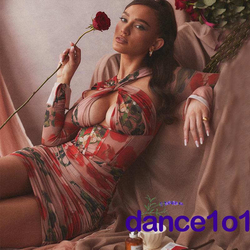 ✦Li☽Đầm Ôm HọA TiếT Hoa Vintage Cho Nữ