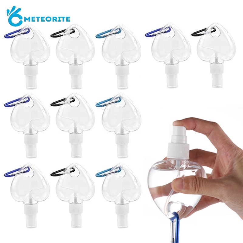 Bình Xịt Rỗng Trong Suốt Hình Trái Tim 50ML Có Móc Khóa Tiện Lợi