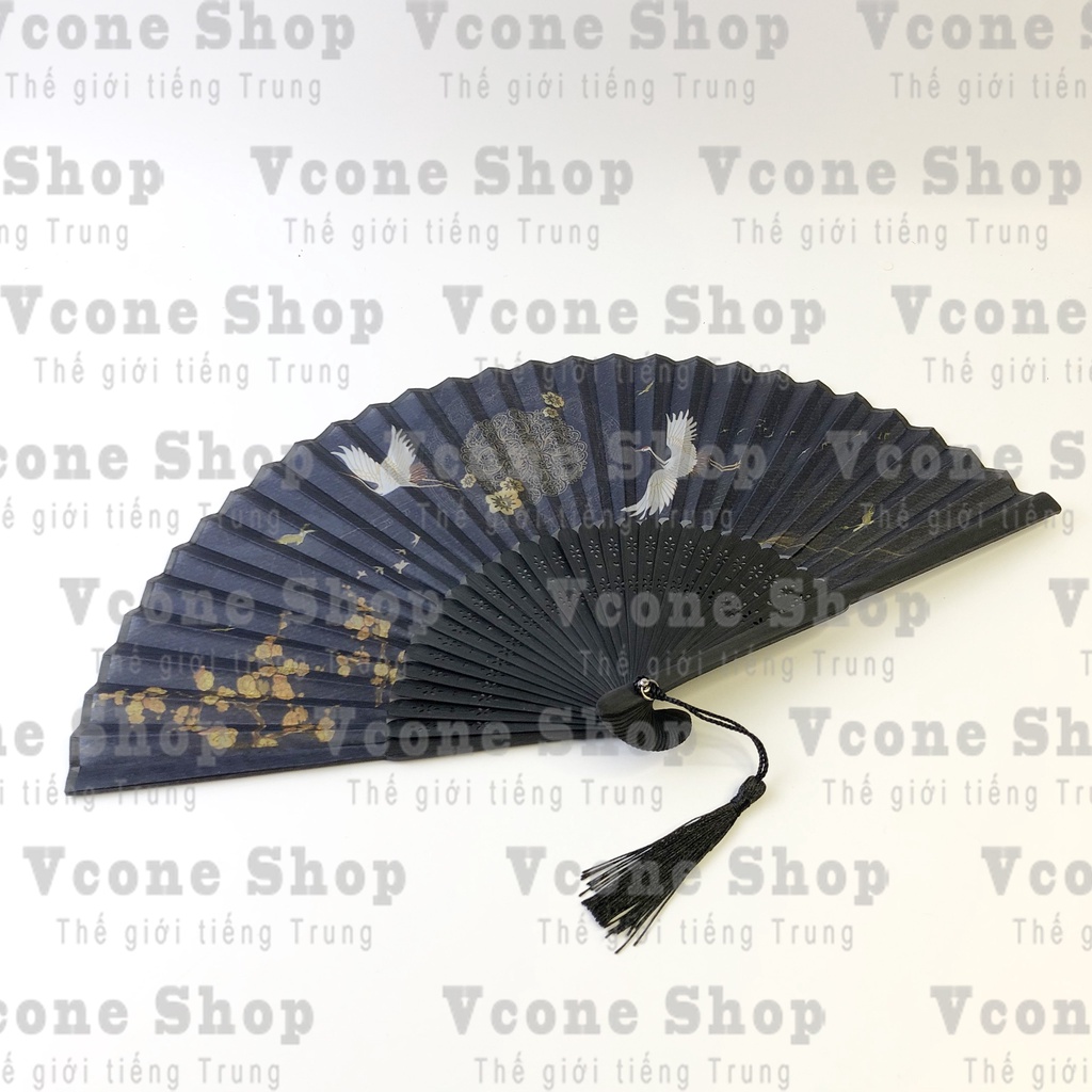 Quạt cổ trang dây tuyến HẠC PHI NGUYỆT phụ kiện cosplay phong cách cổ đại Trung Quốc