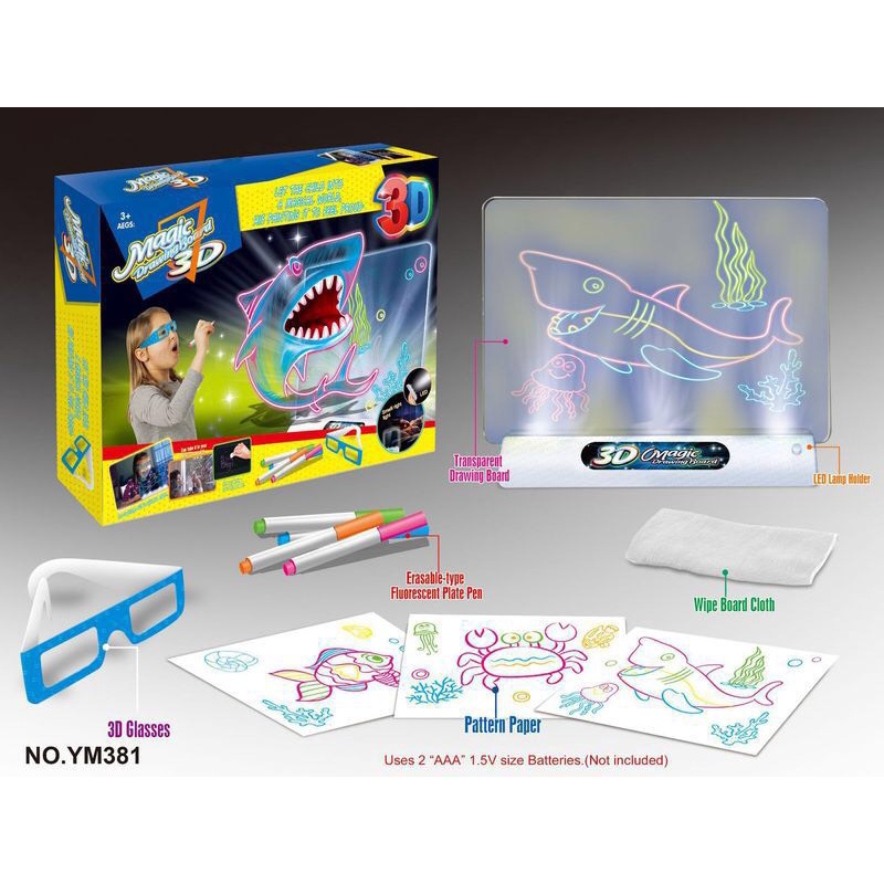 Bảng vẽ chiếu 3 chiều kèm kính