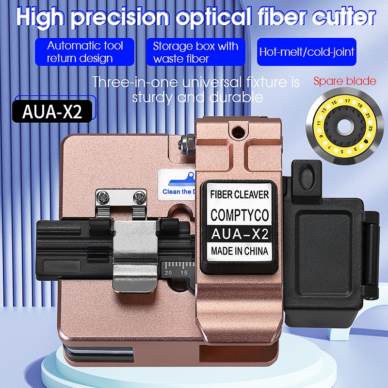 Dao cắt sợi quang có độ chính xác cao Dụng cụ nối dao cắt nóng chảy AUA-X2 Lưỡi cắt bề mặt 24 điểm vàng hồng nóng chảy nóng chảy